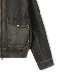 Vintage washed balloon collar denim jacket