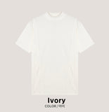 Cut line mock neck short sleeve T-shirt