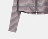 Roban Slim Stripe Two-Way Hooded Zip-Up