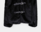 Eri Buckle High Neck Fur Short Jacket