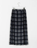 Theen Check Chiffon Long Skirt