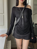 Tenshi see-through shirring drape hoodie