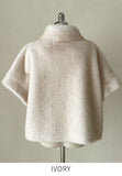 Meryl Eco Fur Mink Short Sleeve Cape Jacket (Belt Set)