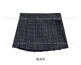 Kina Check Pleated Wool Wrap Skirt