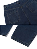 Wide one tuck denim pants