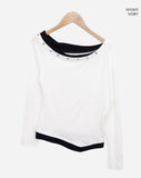 Raon Unbalanced Studded One-Shoulder T-Shirt