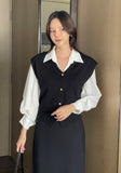 Bland Pintuck Puff Collar Shirt