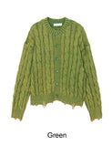 Lahen Cable Dyeing Damage Cardigan