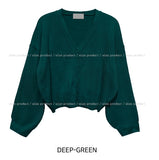 [U-BASIC] Basic Balloon Cropped Cardigan