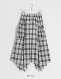 [BAONHAUS] Chemini Check Unbalance Long Skirt