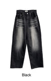 Kady Black Washed Wide Denim Pants