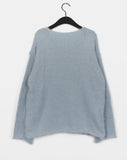 Fling Soft Angora Roll V-neck Long Sleeve Knit