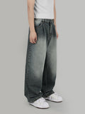 blue gray wide jeans