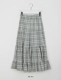 Reimi Banding Check Tiered Long Skirt