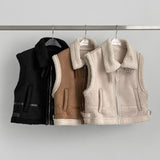Full Fleece Brushed High Neck Buckle Mustang Vest