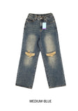 [U-DENIM] 5 Colors Ripped Jeans Wide Denim Pants