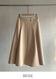Siend Buckle Brushed Flared Skirt