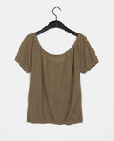 Eveny shirring volume hole short sleeve knit