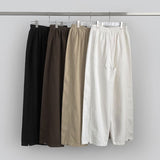 Two-Way Hem Snap Banding Diagonal Cut Wide Fit Cotton Pants
