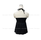 Soft shirring halter top blouse