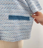 Tune Round Color Matching Short Sleeve Tweed Jacket