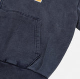 Navy Lettering Brushed Washing Hood Zip-Up