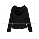Caro Derring Strap Shirring Hooded Zip-Up