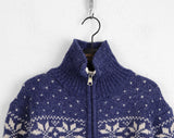 Sikok Snow Flower Nordic Pattern Two-Way Knit Zip-Up Cardigan
