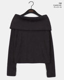 Turnage Brushed Ribbed Brush Fur Off Shoulder Tee