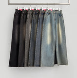 Yellow Teen Washing Long Wide 4 Season Denim Pants