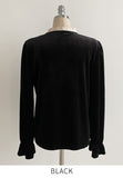 Tiv Frill Color Matching Velvet Blouse