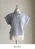 Rudelin Stripe Seersucker Shirring String Shirt