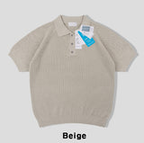 Berna Linen Collar Knit Short Sleeve T-shirt