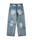 Luke diagonal panel washed denim pants