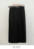 Rona H-line Slit Long Skirt (Belt set)