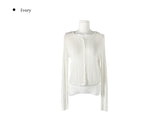 Lemin Summer Rib Round Loose Fit Long Sleeve Cardigan
