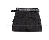 Starry Washed Cargo Denim Skirt Pants (+Belt Set)