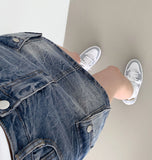 Hip Cargo Pocket Siwa Washed Mini Denim Skirt Pants