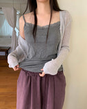 Dove See-through V-neck Two-Way Button Cardigan