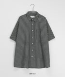 [unisex] Hemco Seersucker Stripe Short Sleeve Over Shirt