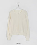 Kyudijeu Color Round Plain Knit Cardigan