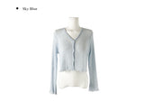 Band Punching Rib V-Neck Cardigan
