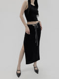 Condi Color Matching Slit Long Skirt