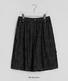 [unisex] Miguel Banding Carpenter Linen Denim Bermuda Pants