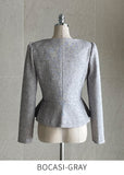 Kelberin Tweed Heart Neck Puff Short Jacket
