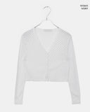 Lining Dot V-neck See-through Crop Cardigan