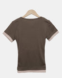 Huron Color Matching Button Short Sleeve T-shirt