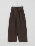 [unisex] Toemi banding string fleece brushed carpender wide pants