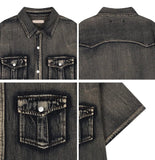 Salt Two-Pocket Washed Denim Short Sleeve Shirt