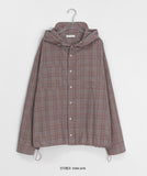 [unisex] Tokune Cap Hood Check Over Shirt